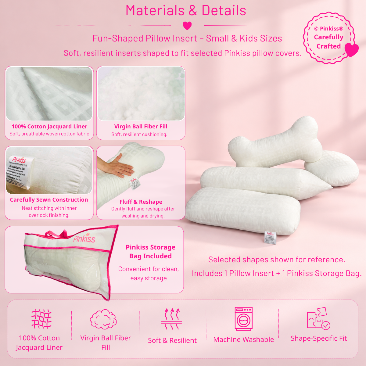 Fun-Shaped Pillow Insert – Small & Kids Sizes