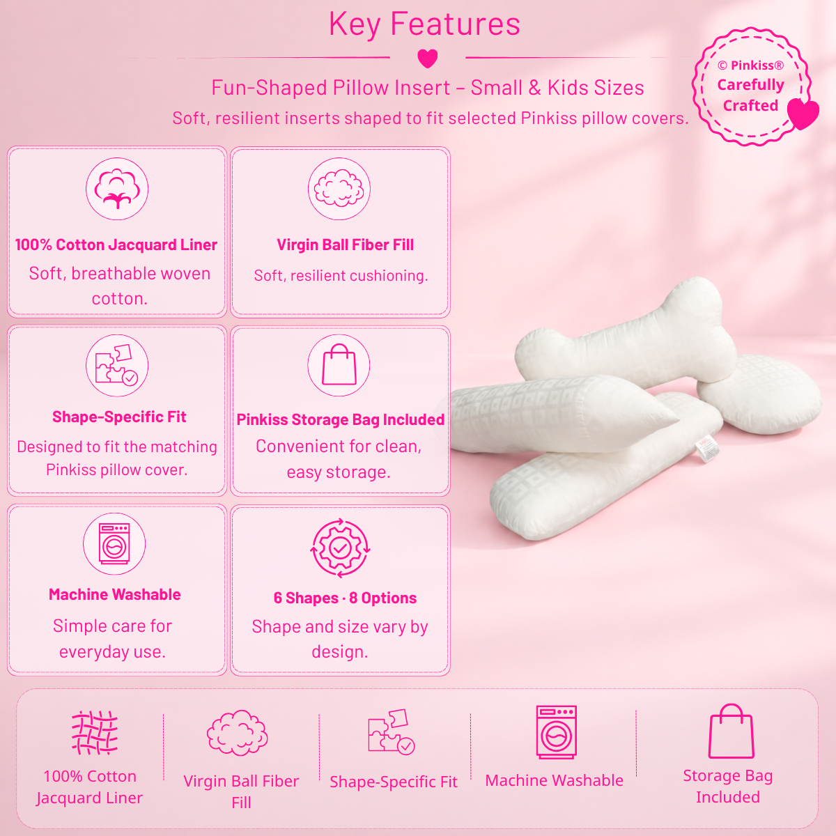 Fun-Shaped Pillow Insert – Small & Kids Sizes