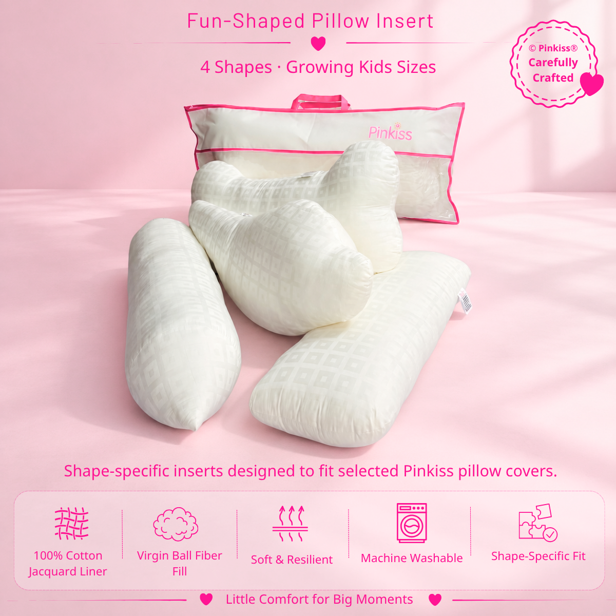 Fun-Shaped Pillow Insert – Growing Kids Sizes
