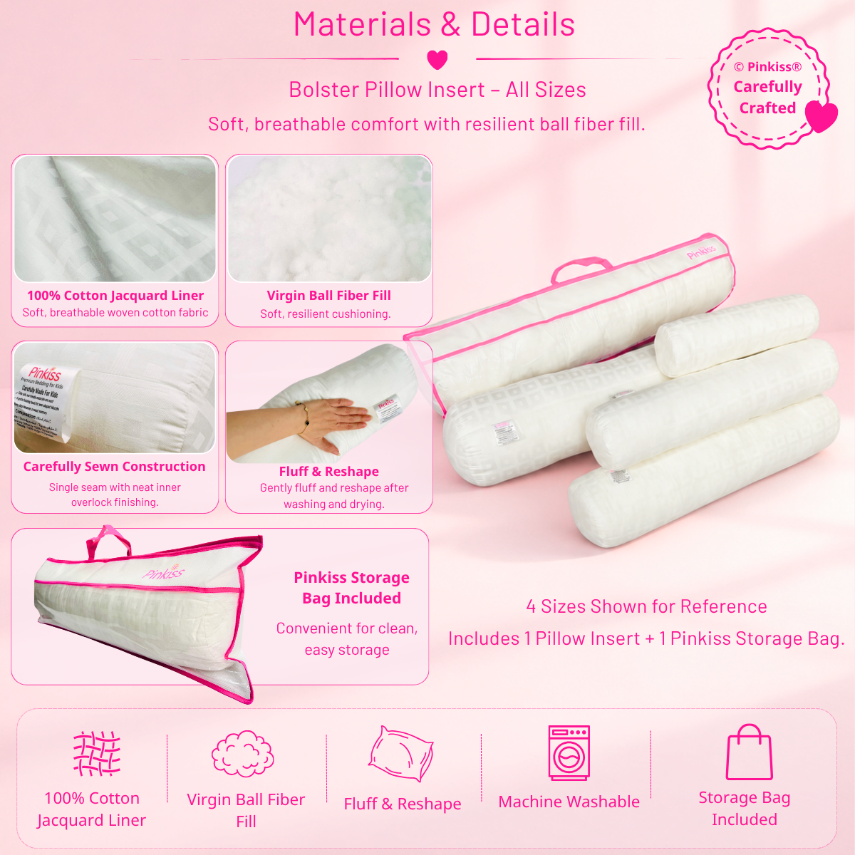 Bolster Pillow Insert – All Sizes