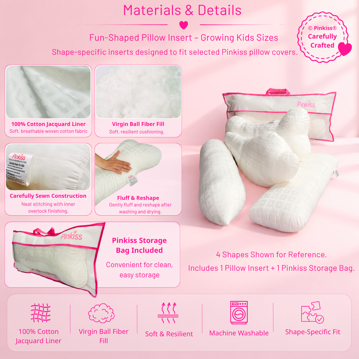 Fun-Shaped Pillow Insert – Growing Kids Sizes