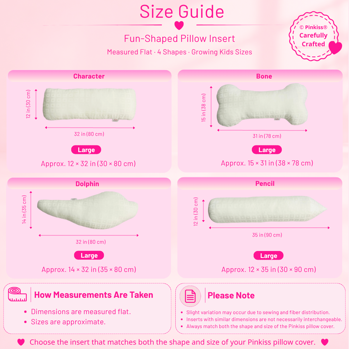 Fun-Shaped Pillow Insert – Growing Kids Sizes