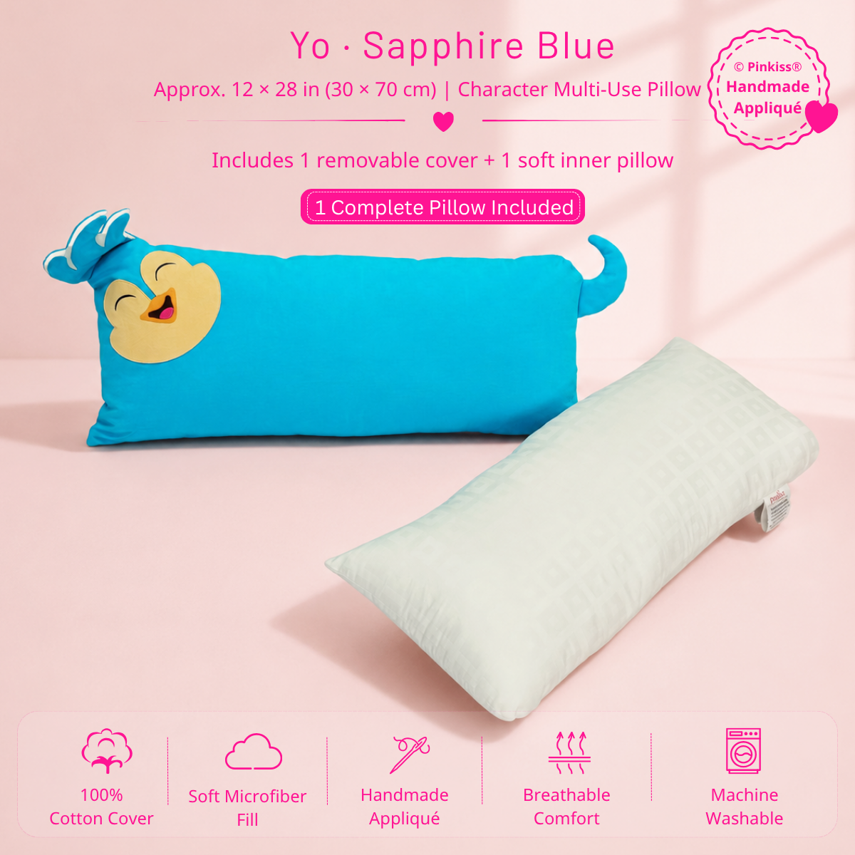 Yo blue Character Multi-Use Pillow, approx. 12 by 28 inches