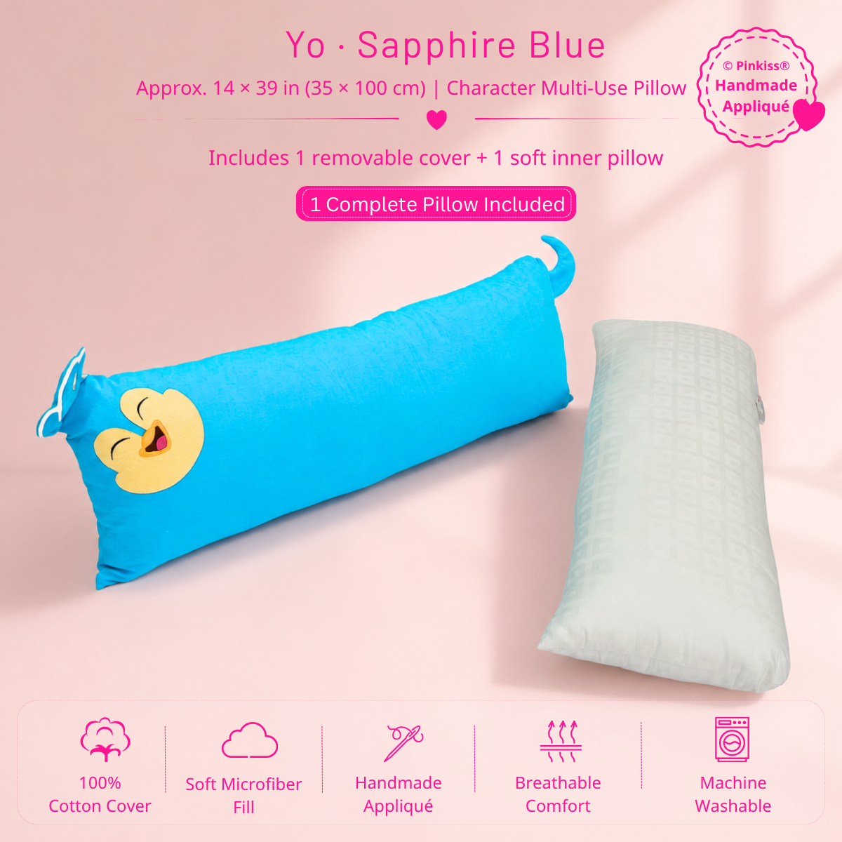 Yo blue Character Multi-Use Pillow, approx. 14 by 39 inches