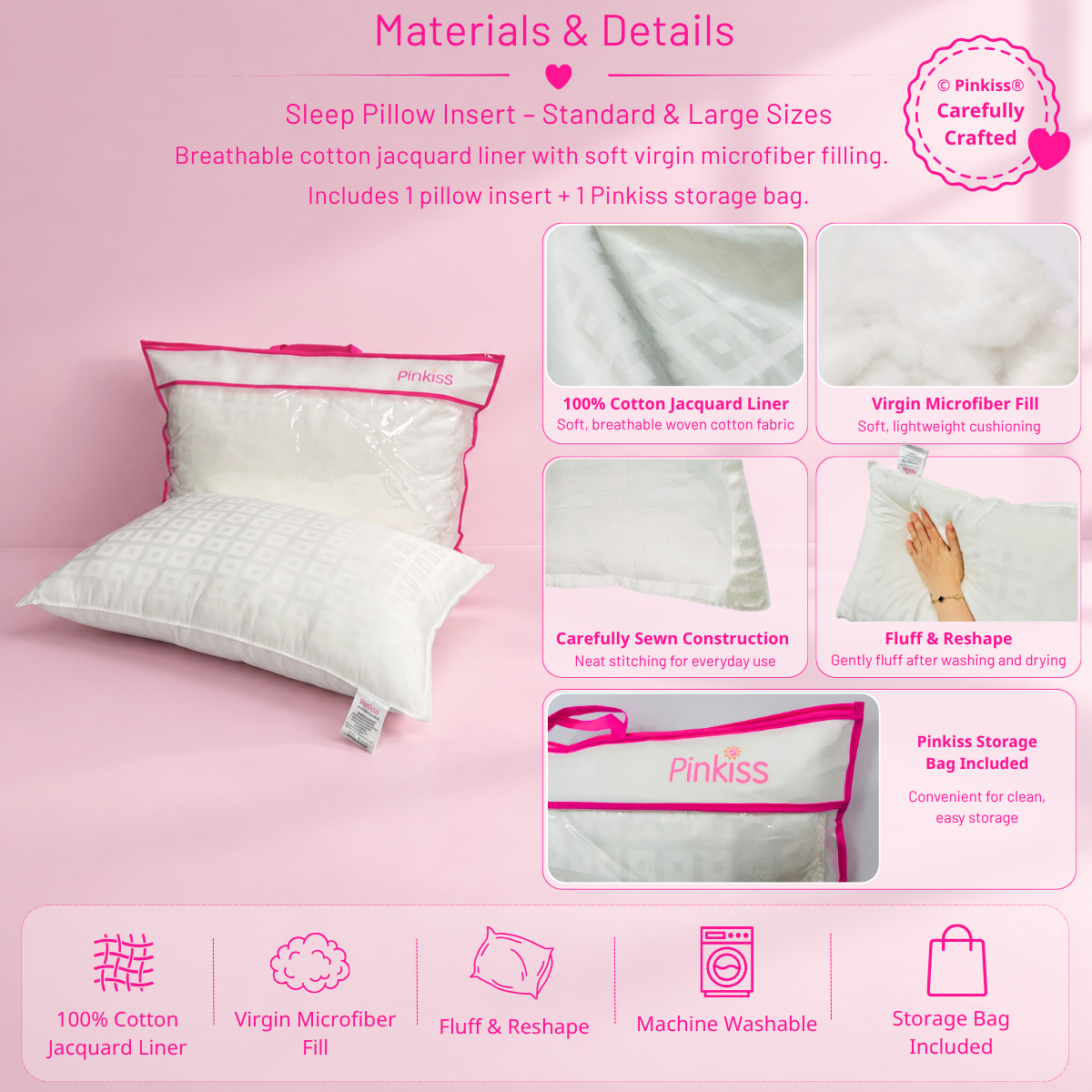 Sleep Pillow Insert – Standard & Large Sizes