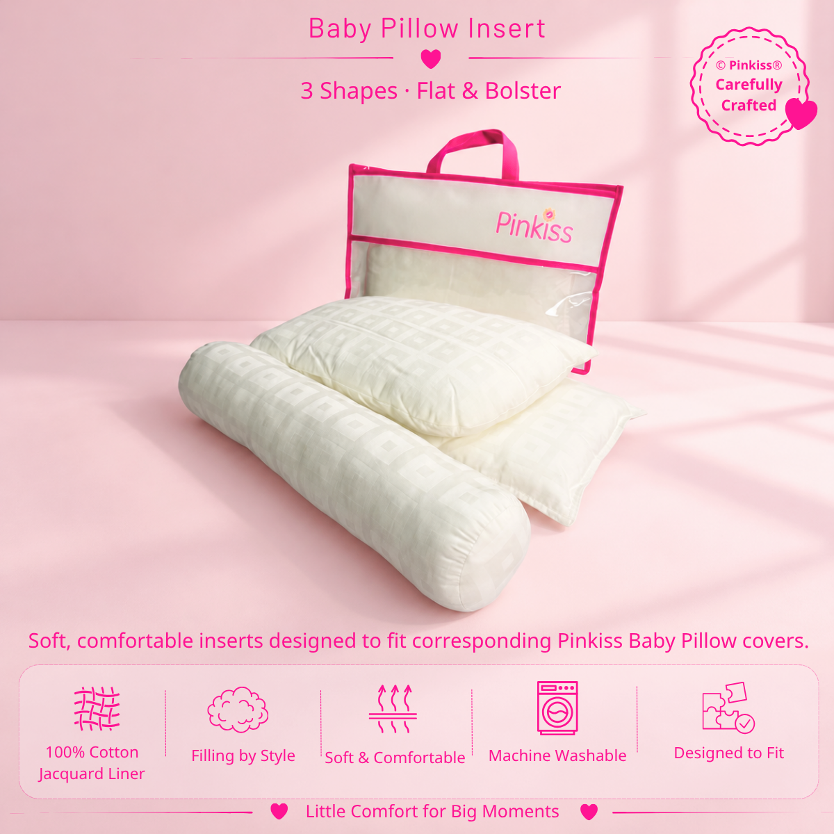 Baby Pillow Insert – Flat & Bolster