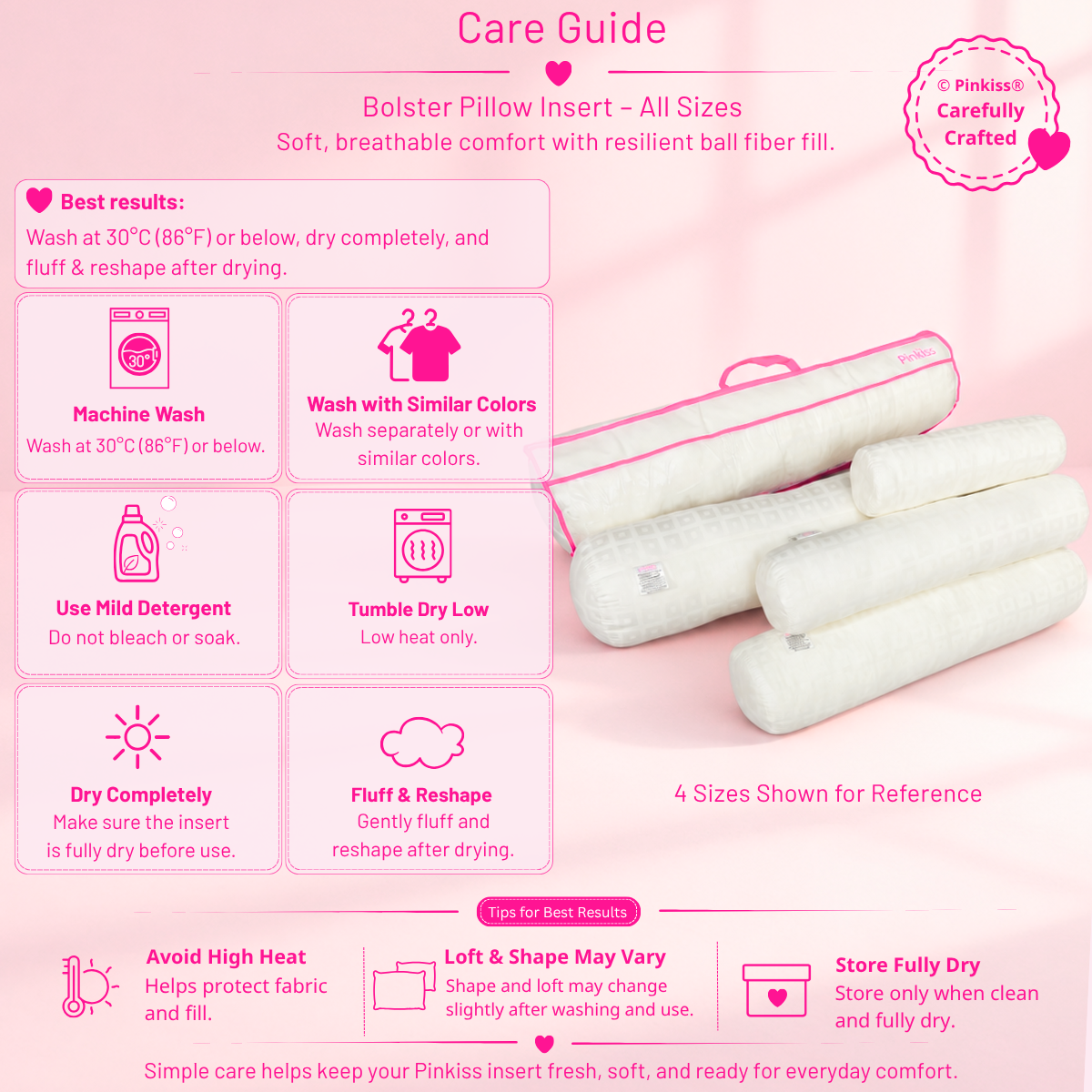 Bolster Pillow Insert – All Sizes