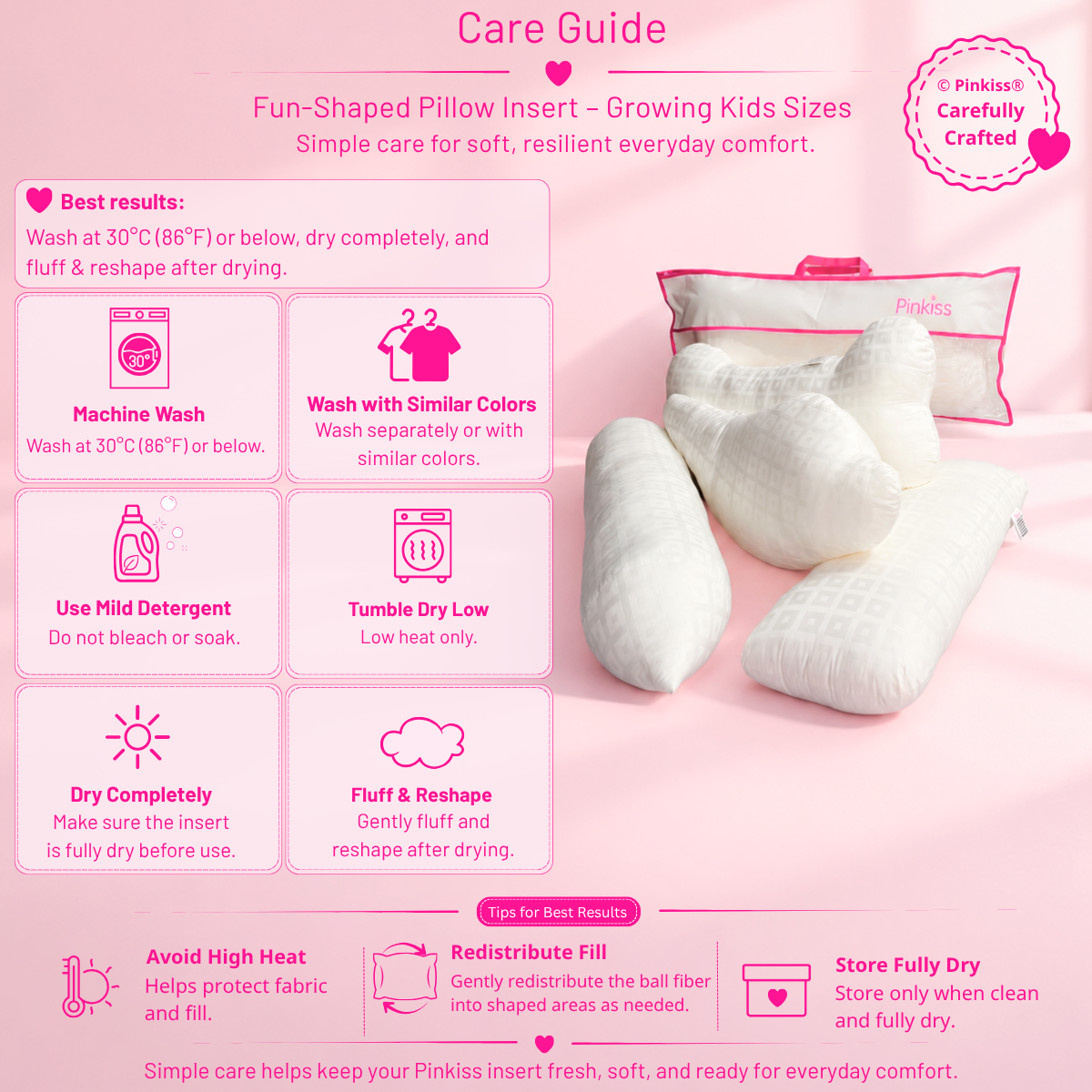 Fun-Shaped Pillow Insert – Growing Kids Sizes