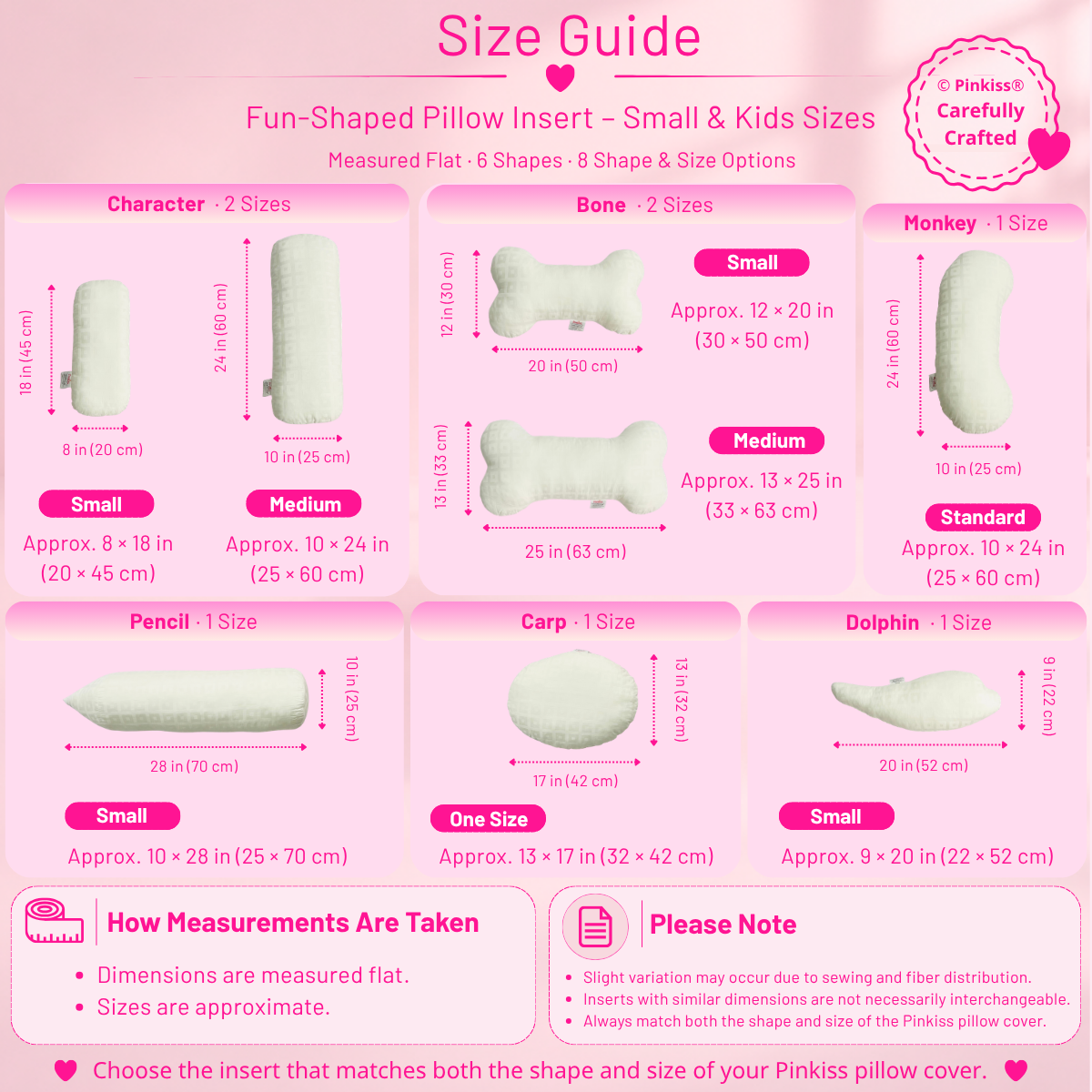 Fun-Shaped Pillow Insert – Small & Kids Sizes